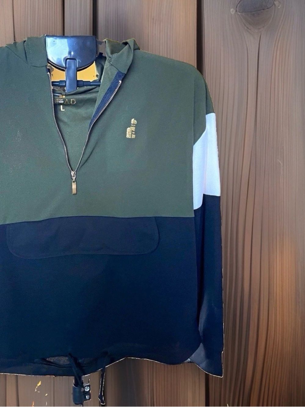 Men's Colorblock Half-Zip Hoodie Sweatshirt - Green/Black